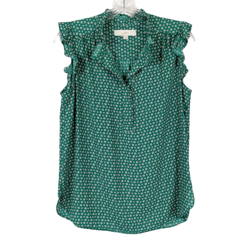 LOFT Ann Taylor Floral Popover Blouse Size Small